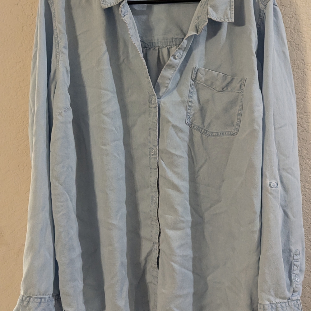 Sz 3XL Ecothreads Super Soft Chambray Button Front Shirt
